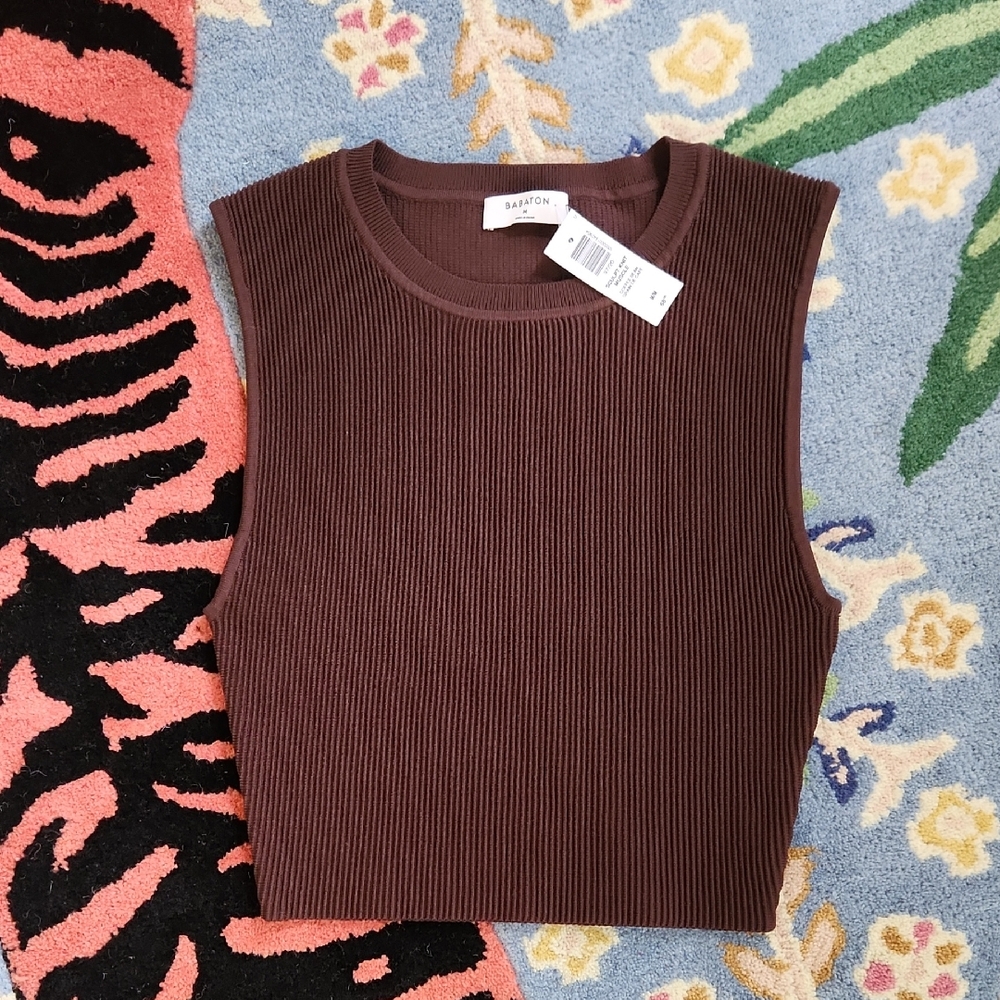 Babaton Sculpt Knit Muscle Tank In Coffee Bean